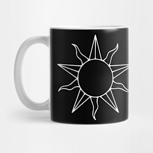 bohemian astrological design with sun, stars and sunburst. Boho linear icons or symbols in trendy minimalist style. Modern art Mug